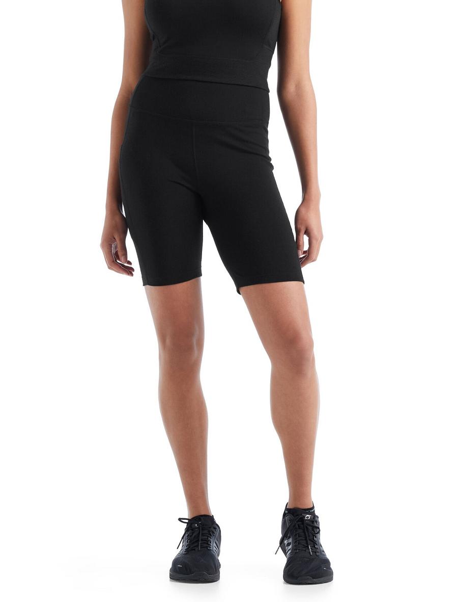 Black Women\'s Icebreaker Merino Fastray High Rise Shorts | USA 1507JPQJ